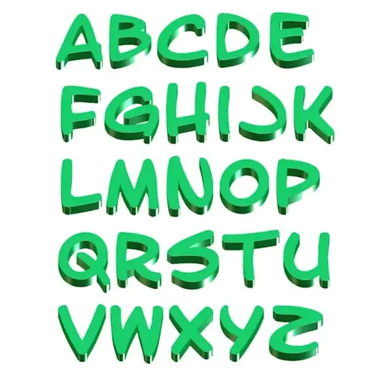 Liste des 26 lettres de l'alphabet