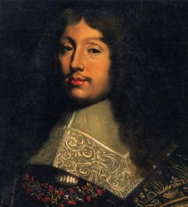 Peinture du visage de La Rochefoucauld dans la trentaine avec de longs cheveux.