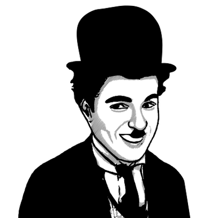 Dessin du visage souriant de Charlie Chaplin