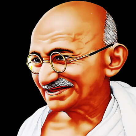 Dessin du visage souriant de Gandhi