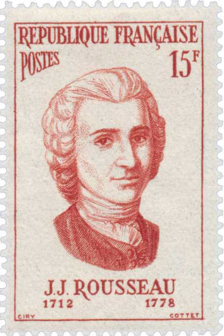 Timbre sur le visage de J.-J. Rousseau dans la trentaine