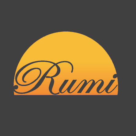 Le mot Rumi écrit dans un soleil.