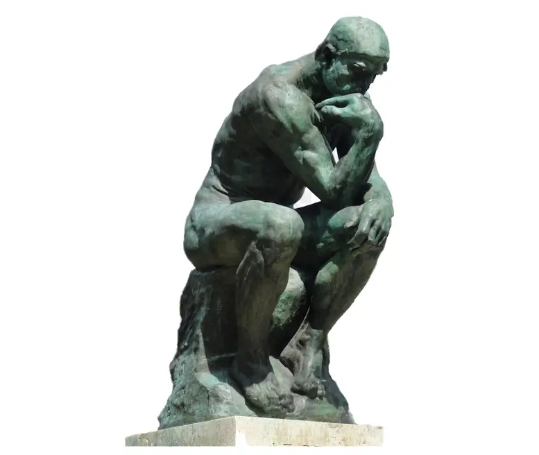Photo d'un statue représentant le penseur de Rodin.